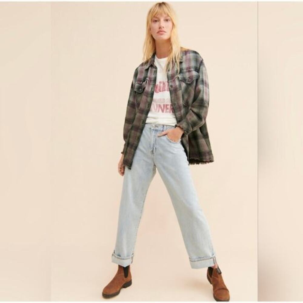 We The Free ANNELI tweed plaid shacket XL